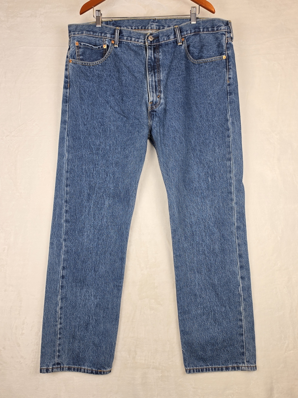 Levis 505 Jeans Mens 42x32 Blue Regular Fit Zip Fly Straight Leg
